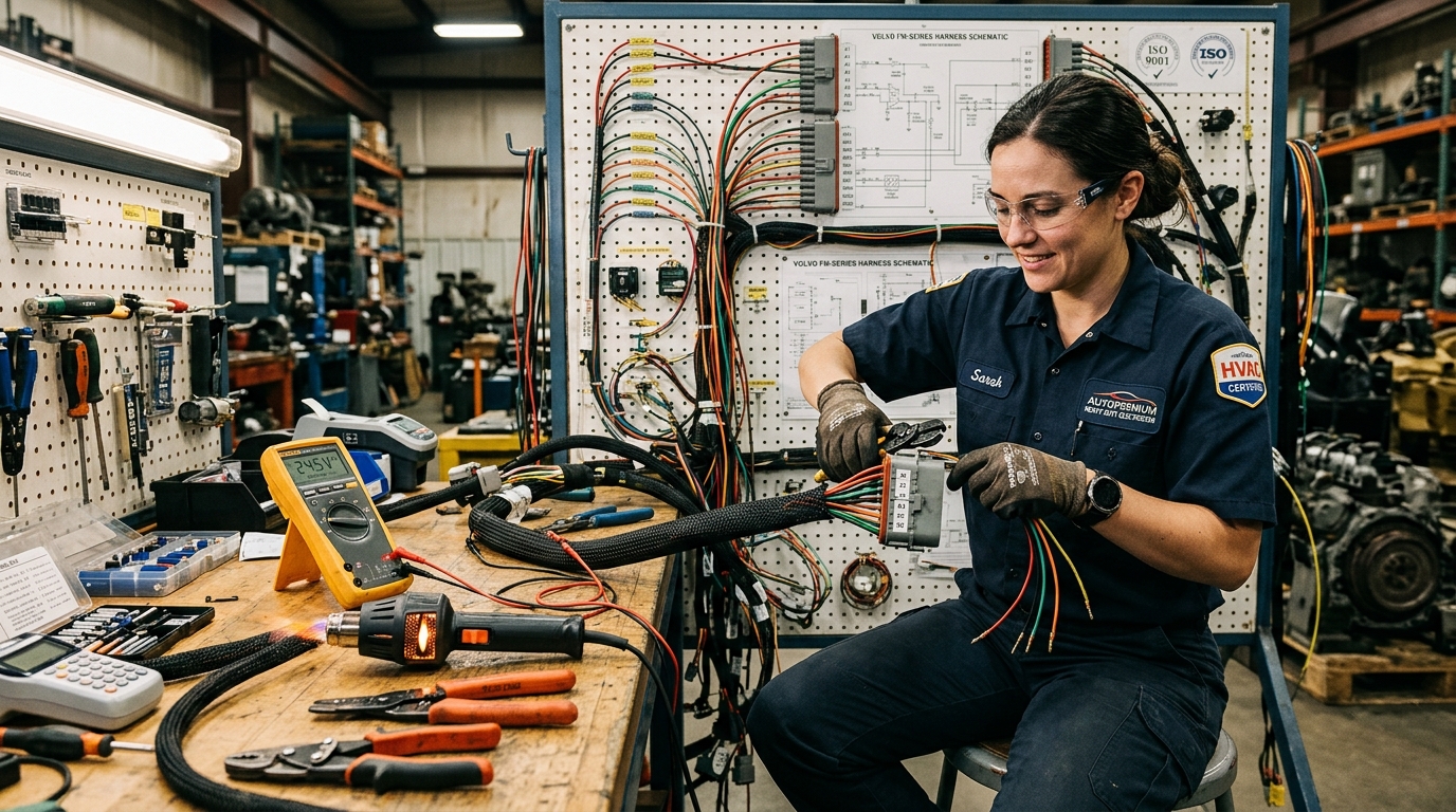 Specialist testing harness continuity and CAN-bus signal wave forms with digital storage oscilloscope