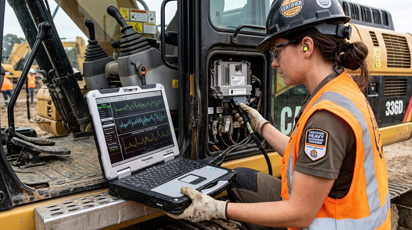 Professional Diagnostics and Inspection - Electronic CAN-bus laptop analysis on machinery